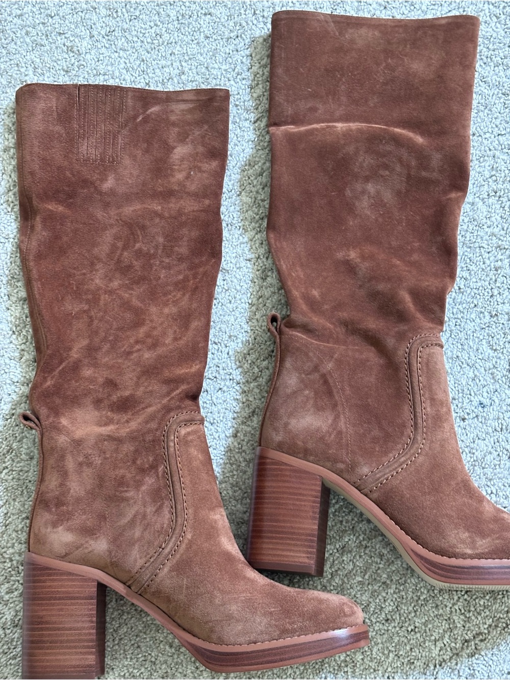 NEW - Michael Kors Chestnut Suede Mid-Calf Block Heel Boots - NEVER worn